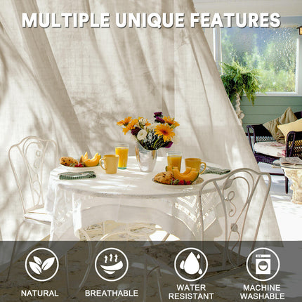 Linen Blackout Curtains 2 Panels Curtains for Living Room Bedroom Grommet Tops