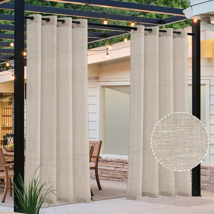 Linen Blackout Curtains 2 Panels Curtains for Living Room Bedroom Grommet Tops