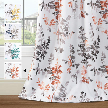 Floral Blackout Curtains 2 Panels Light Filtering Thermal Curtains Grommet Tops