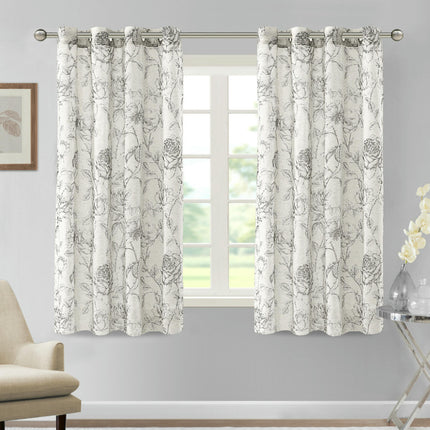 Light Filtering Curtains for Room Darkening Floral Curtain 2 Panels Grommet Tops