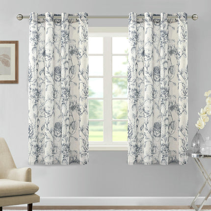 Light Filtering Curtains for Room Darkening Floral Curtain 2 Panels Grommet Tops