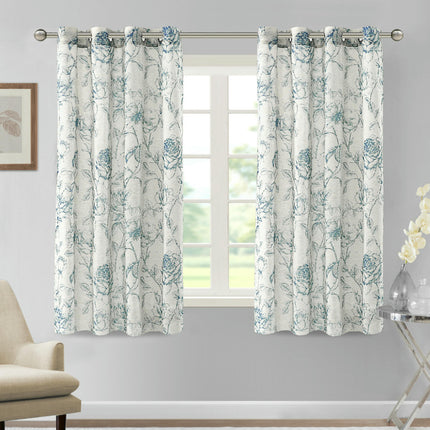Light Filtering Curtains for Room Darkening Floral Curtain 2 Panels Grommet Tops