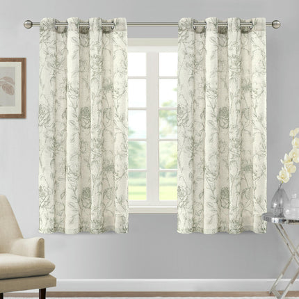 Light Filtering Curtains for Room Darkening Floral Curtain 2 Panels Grommet Tops