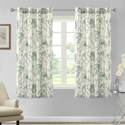 Light Filtering Curtains for Room Darkening Floral Curtain 2 Panels Grommet Tops