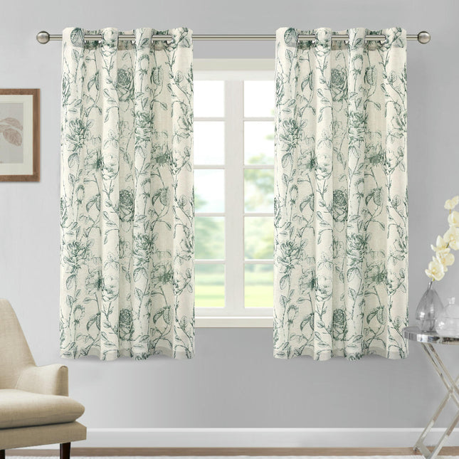 Light Filtering Curtains for Room Darkening Floral Curtain 2 Panels Grommet Tops