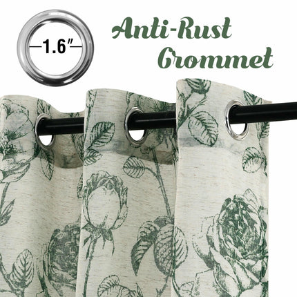 Light Filtering Curtains for Room Darkening Floral Curtain 2 Panels Grommet Tops