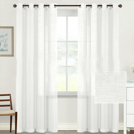 2 Panels Linen Home Sheer Window Curtains Curtain for Living Room Grommet Tops