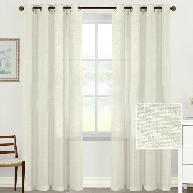 2 Panels Linen Home Sheer Window Curtains Curtain for Living Room Grommet Tops