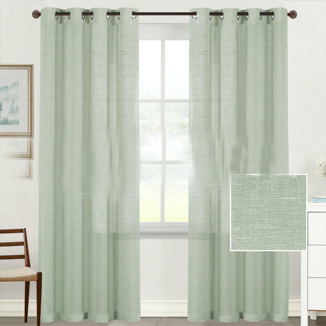 2 Panels Linen Home Sheer Window Curtains Curtain for Living Room Grommet Tops