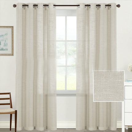 2 Panels Linen Home Sheer Window Curtains Curtain for Living Room Grommet Tops