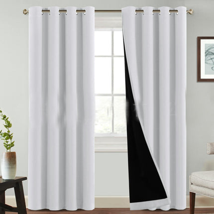 2 Panels 100% Blackout Curtains with Black Liner Room Curtains Grommet Tops 1