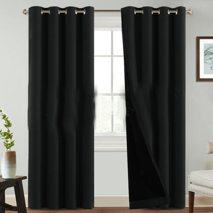 2 Panels 100% Blackout Curtains with Black Liner Room Curtains Grommet Tops