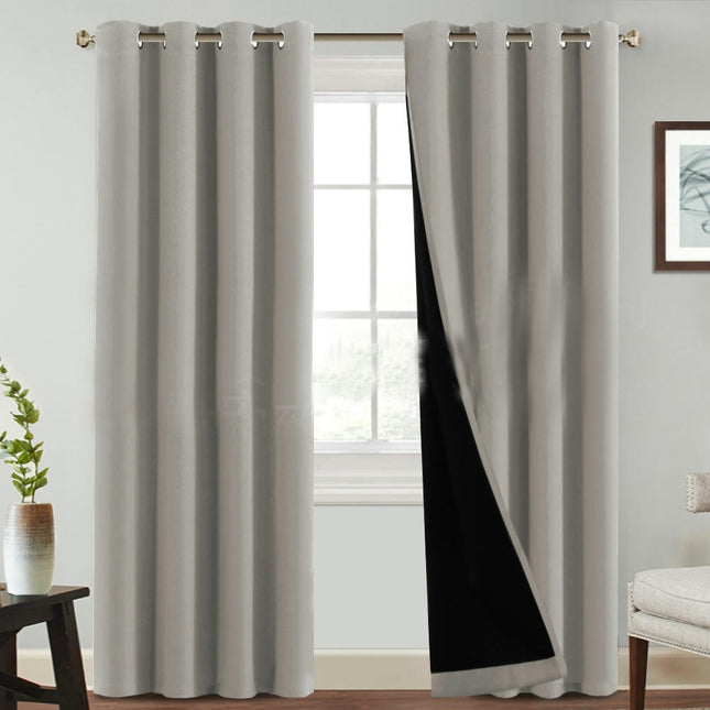 2 Panels 100% Blackout Curtains with Black Liner Room Curtains Grommet Tops 1