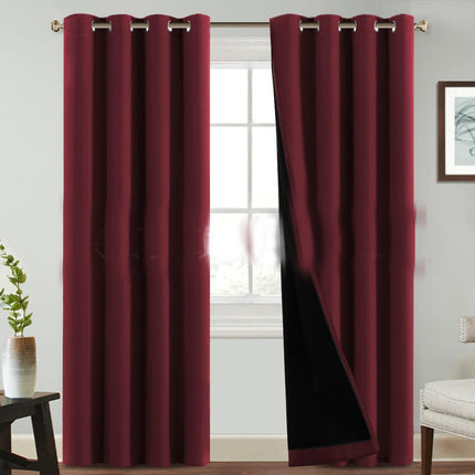 2 Panels 100% Blackout Curtains with Black Liner Room Curtains Grommet Tops