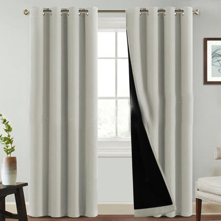 2 Panels 100% Blackout Curtains with Black Liner Room Curtains Grommet Tops