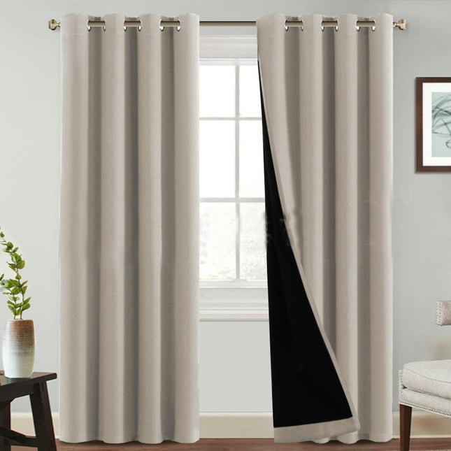 2 Panels 100% Blackout Curtains with Black Liner Room Curtains Grommet Tops