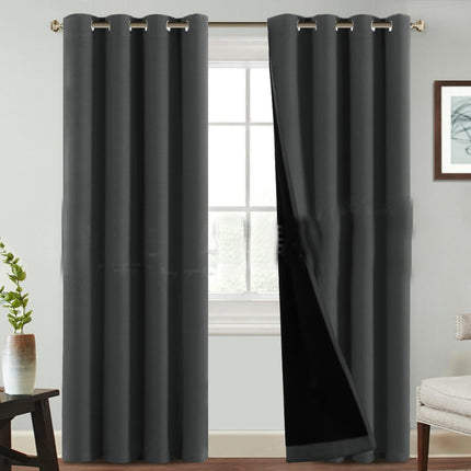 2 Panels 100% Blackout Curtains with Black Liner Room Curtains Grommet Tops