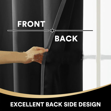 2 Panels 100% Blackout Curtains with Black Liner Room Curtains Grommet Tops