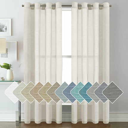 2 Panels Voile Panels Solid Color Sheer Window Curtains Drapes Grommet Tops
