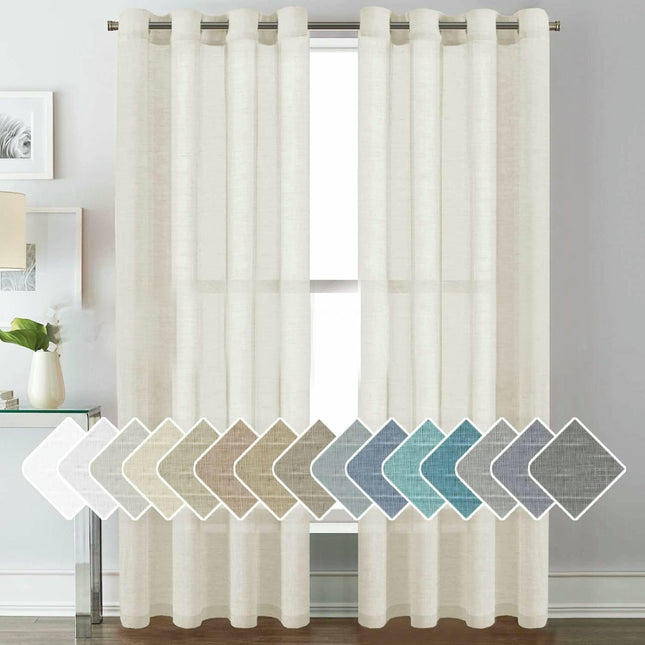 2 Panels Voile Panels Solid Color Sheer Window Curtains Drapes Grommet Tops