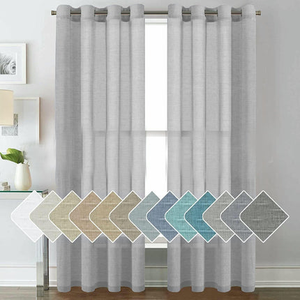 2 Panels Voile Panels Solid Color Sheer Window Curtains Drapes Grommet Tops