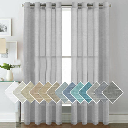 2 Panels Voile Panels Solid Color Sheer Window Curtains Drapes Grommet Tops