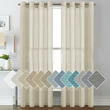 2 Panels Voile Panels Solid Color Sheer Window Curtains Drapes Grommet Tops