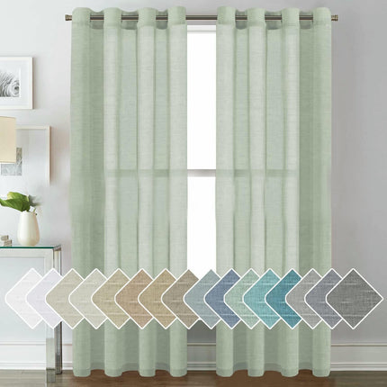 2 Panels Voile Panels Solid Color Sheer Window Curtains Drapes Grommet Tops