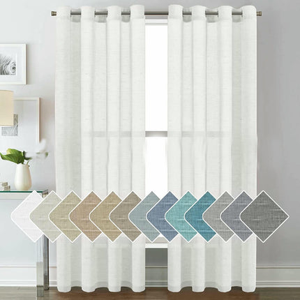 2 Panels Voile Panels Solid Color Sheer Window Curtains Drapes Grommet Tops
