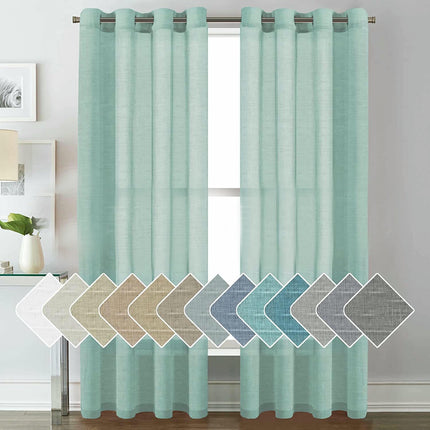 2 Panels Voile Panels Solid Color Sheer Window Curtains Drapes Grommet Tops