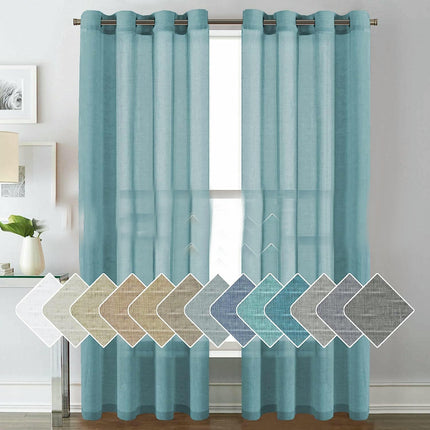 2 Panels Voile Panels Solid Color Sheer Window Curtains Drapes Grommet Tops