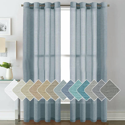 2 Panels Voile Panels Solid Color Sheer Window Curtains Drapes Grommet Tops