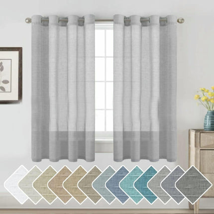2 Panels Voile Panels Solid Color Sheer Window Curtains Drapes Grommet Tops