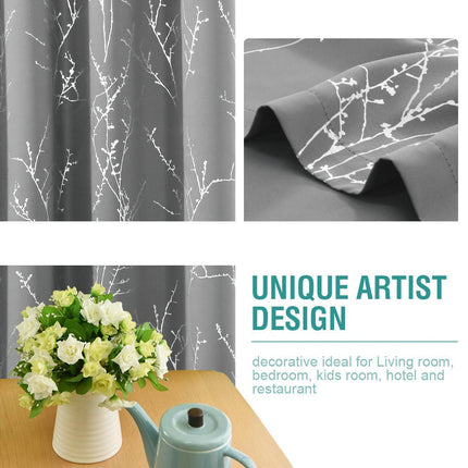 Blackout Curtains for Room Print Curtains Farmhouse Drapes 2 Panels Grommet Tops