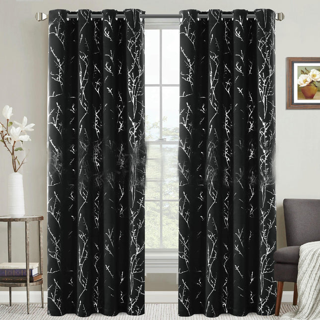Blackout Curtains for Room Print Curtains Farmhouse Drapes 2 Panels Grommet Tops