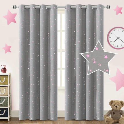 2 Panels Blackout Curtains Star Curtains, Thermal Window Curtains Grommet Tops