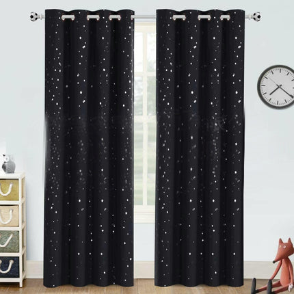 2 Panels Blackout Curtains Star Curtains, Thermal Window Curtains Grommet Tops