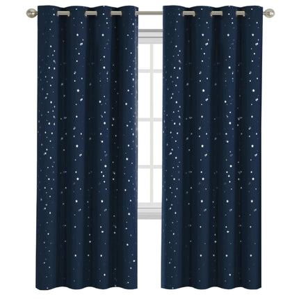 2 Panels Blackout Curtains Star Curtains, Thermal Window Curtains Grommet Tops