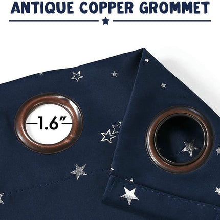 2 Panels Blackout Curtains Star Curtains, Thermal Window Curtains Grommet Tops