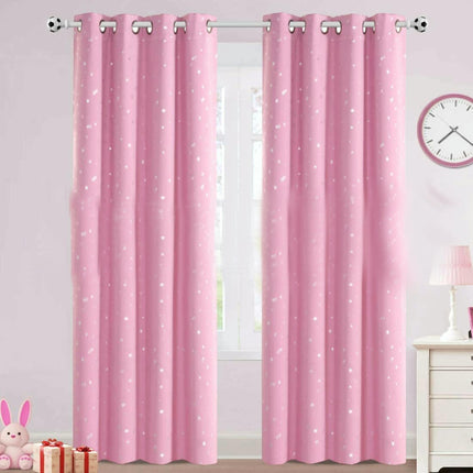 2 Panels Blackout Curtains Star Curtains, Thermal Window Curtains Grommet Tops