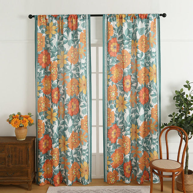 2 Panels Floral Curtains Drapes for Room Country Vintage Curtains Rod Pocket