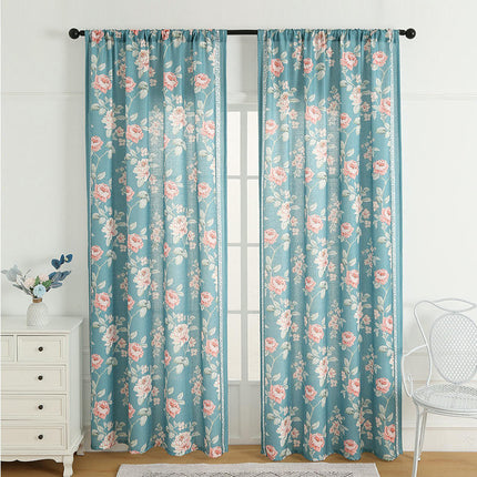 2 Panels Floral Curtains Drapes for Room Country Vintage Curtains Rod Pocket