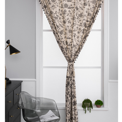 2 Panels Flowers Curtains for Room, Country Farmhouse Sheer Drapes Rod Pocket