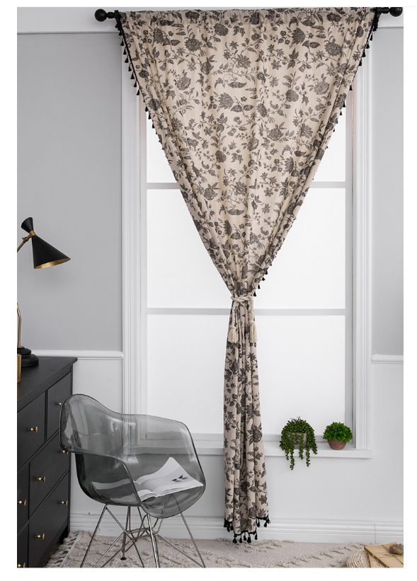 2 Panels Flowers Curtains for Room, Country Farmhouse Sheer Drapes Rod Pocket
