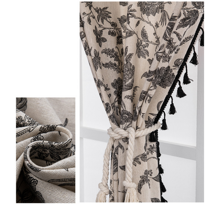 2 Panels Flowers Curtains for Room, Country Farmhouse Sheer Drapes Rod Pocket