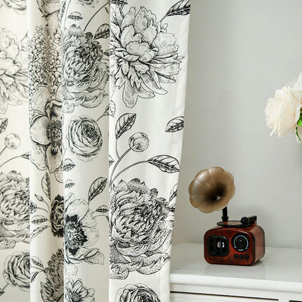 2 Panels Floral Prints Window Curtains Drape for Living Room, Bedroom Rod Pocket