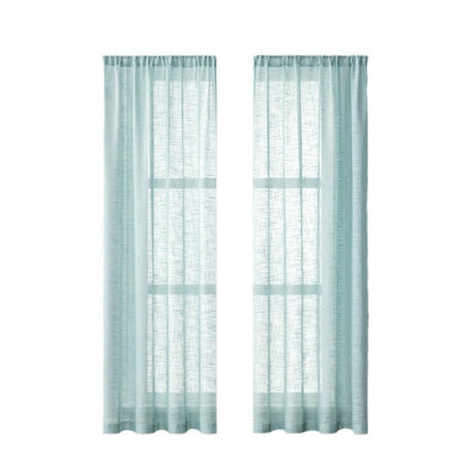 Linen Sheer Curtains-Room Semi Voile Curtains,Set of 2 Panels Grommet Tops
