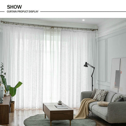 Linen Sheer Curtains-Room Semi Voile Curtains,Set of 2 Panels Grommet Tops