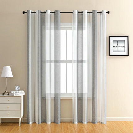 2 Panels Sheer Curtains Window Curtain Panels Modern Stripes Drapes Grommet Tops