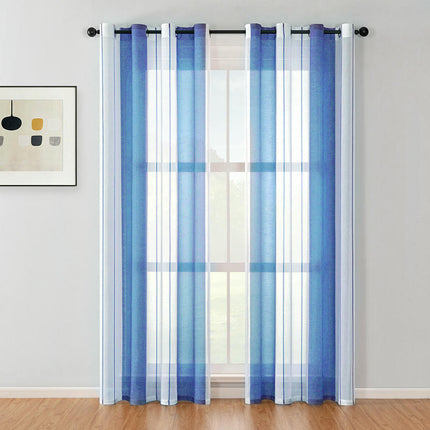 2 Panels Sheer Curtains Window Curtain Panels Modern Stripes Drapes Grommet Tops